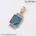 33113 Xuping fashionable square shaped pendant elegant 2 gram gold jewellery for free sample